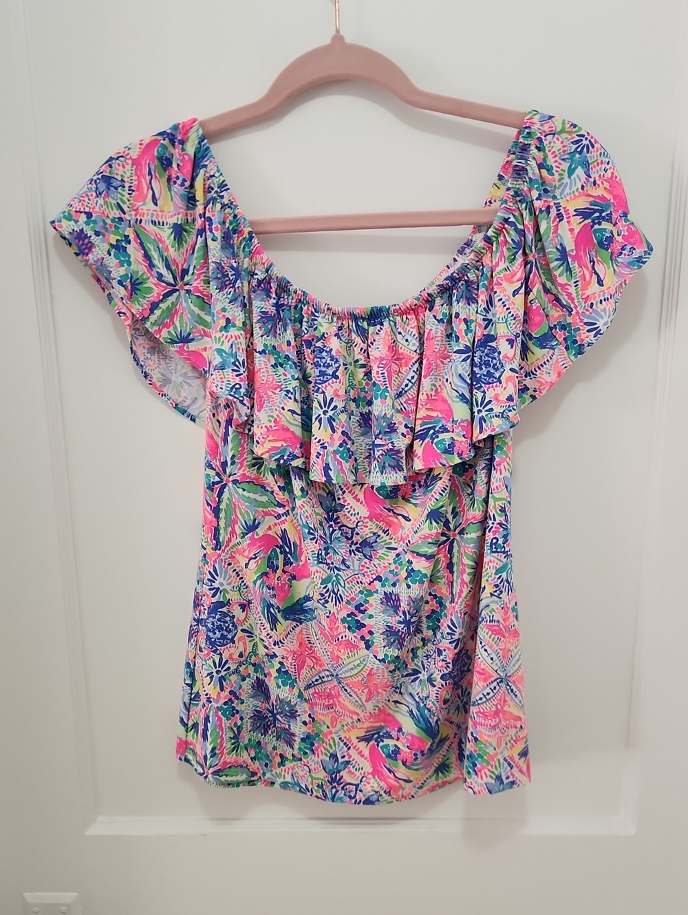 Lilly Pulitzer Floral Ruffle Top Size Small